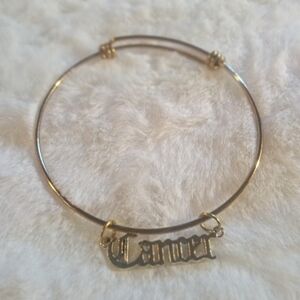 Gold Cancer Zodiac Bangle Bracelet